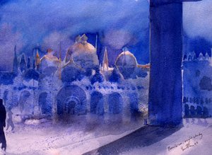 Basilica, studio notturno, 2006 (acquerello su carta)