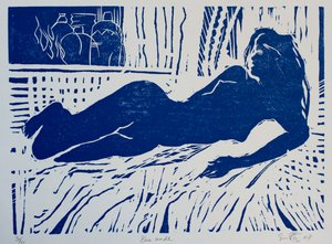 Nudo blu, 2007 (xilografia) da Simon Fletcher
