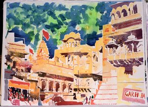 Bandiera rossa di Jaiselmer, 2007 (acquerello su carta)