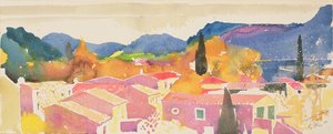 La tour sur Orb, 2004 Francia (acquerello) da Simon Fletcher