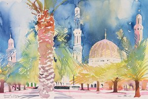 Muscat, Grande Moschea, 2004 (acquerello su carta) da Simon Fletcher
