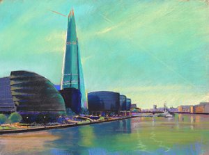 Lo Shard dal Tower Bridge, 2015 (pastello)