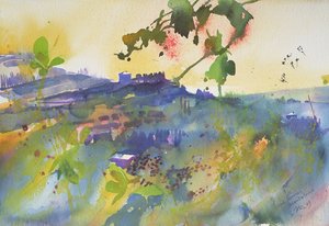 Tre case Montalcino, Italia, 2003 (acquerello)