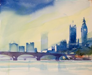 Westminster dalla passerella, 2016 (acquerello)