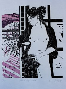 Donna accanto a un paravento da Simon Fletcher