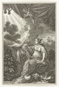 Figure allegoriche vicino al monte Golgota da Simon Fokke