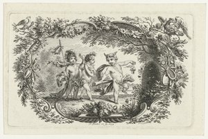 Tre putti vicino a un alveare da Simon Fokke