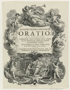 Minerva incorona un giovane con un diploma da Simon Fokke