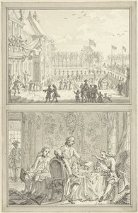 Palazzo Honselaarsdijk cambia proprietario / Vendita delle signorie prussiane ad Anna di Hannover, 1754 da Simon Fokke