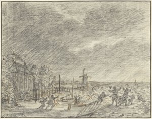 Tempesta e inondazione a Halfweg, 15 novembre 1775 da Simon Fokke