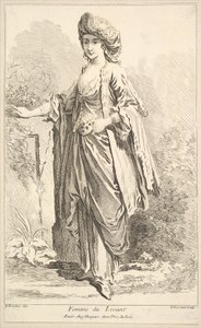 Donna del Levante, da Recueil de diverses figures étrangeres inventées par F. Bouc..., XVIII secolo da Simon Francois Ravenet