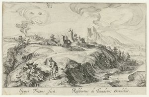 Paesaggio montano con due figure (serie di paesaggi montani) da Simon Frisius
