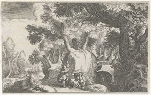 Paesaggio boschivo con Agar e Ismaele da Simon Frisius