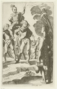 Brinio innalzato su uno scudo da Simon Frisius