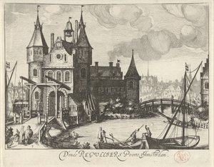 Vista della Prima Porta Regulierspoort ad Amsterdam da Simon Frisius