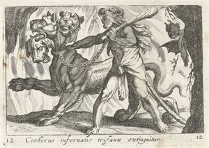 Ercole cattura Cerbero da Simon Frisius