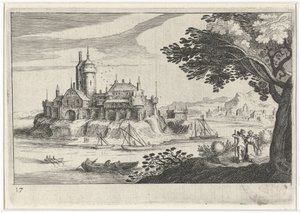 Paesaggio collinare con un castello su un