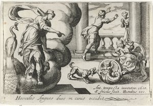 Giovane Ercole strangola due serpenti (Temi erculei) da Simon Frisius