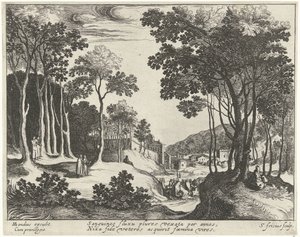 Paesaggio con Cristo e la guarigione della donna emorroissa da Simon Frisius