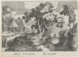Paesaggio con un albero da Simon Frisius
