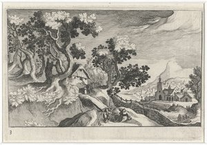 Paesaggio con alcuni edifici da Simon Frisius