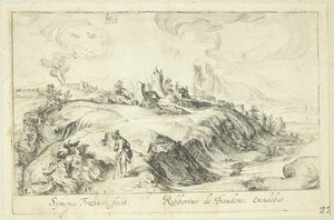 Paesaggio con uomo e donna da Simon Frisius
