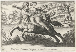 Nesso tenta di rapire Deianira (temi erculei) da Simon Frisius