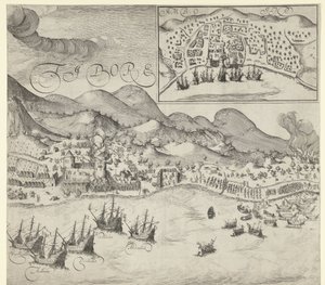 Vittoria degli olandesi sui portoghesi a Tidore (tavola a destra), 1605 da Simon Frisius