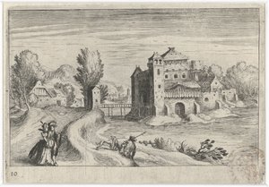 Paesaggio fluviale con un castello
