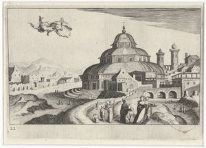 Veduta urbana con Mercurio