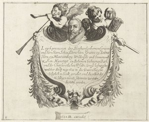 Stampa illustrativa per il corteo funebre di Johann Albrecht, conte di Solms, 1623 da Simon Frisius