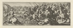 Battaglia presso un fiume (Cavalleria) da Simon Frisius
