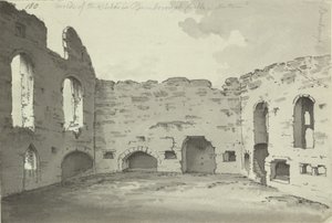 Castello di Bamburgh, rovine della cucina, Add. 15542, f.180, c.1780 da Simon H. Grimm