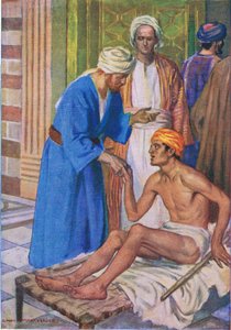 Pietro e Giovanni alla porta bella, da Il Libro delle Immagini della Bibbia pubblicato da Thomas Nelson, c.1950 da Simon Harmon Vedder