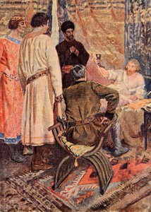 Riccardo Cuor di Leone si sollevò nel suo letto e prese una coppa in mano, illustrazione per 