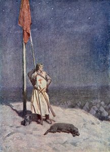 Il cavaliere fa la guardia sul Monte di San Giorgio con il vessillo d