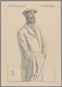 Ritratto di Dirk Hidde Nijland con cappotto sul braccio da Simon Moulijn (signed by artist)