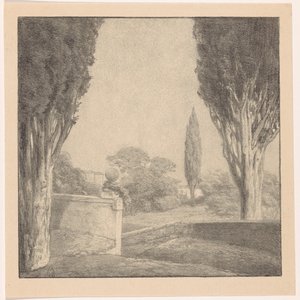Paesaggio con muro e cipresso da Simon Moulijn