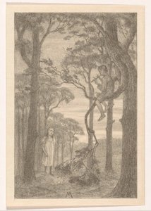 Ragazza e suonatore di flauto nel bosco da Simon Moulijn