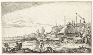 Paesaggio con mercanti ambulanti a riposo da Simon Poelenburg