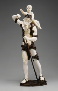 Vecchio mendicante che porta un bambino, 1735-50 da Simon Troger