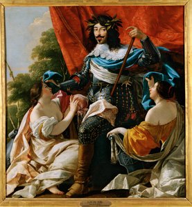 Luigi XIII tra due donne che simboleggiano la Francia e la Navarra ... da Simon Vouet
