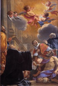 San Merry (o San Mederico), Vescovo di Parigi (VII secolo) che libera i prigionieri. Dipinto di Simon Vouet (1590-1649) 1640. Chiesa Saint Merri, Parigi da Simon Vouet