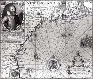 Mappa della costa del New England, osservata e descritta dal Capitano John Smith (1580-1631) 1614, da 