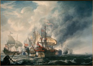 Ammiraglio Joris van Spilbergen nella battaglia davanti alla costa del Perù, 17 luglio 1615 da Simon de Vlieger