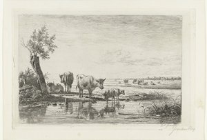 Paesaggio pastorale con mucche vicino all