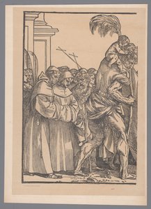 Riproduzione della prima parte della serie di stampe Il trionfo di Cristo di Joos Lambrecht