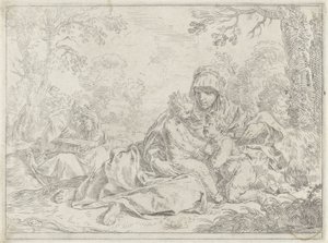 Sacra Famiglia con il giovane Giovanni Battista da Simone Cantarini