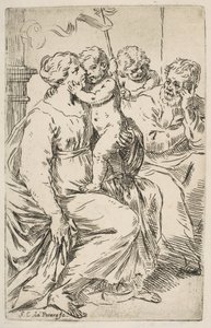 Sacra Famiglia con San Giovanni Battista da Simone Cantarini