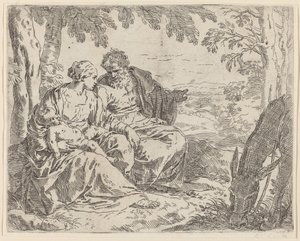Il riposo durante la fuga in Egitto da Simone Cantarini